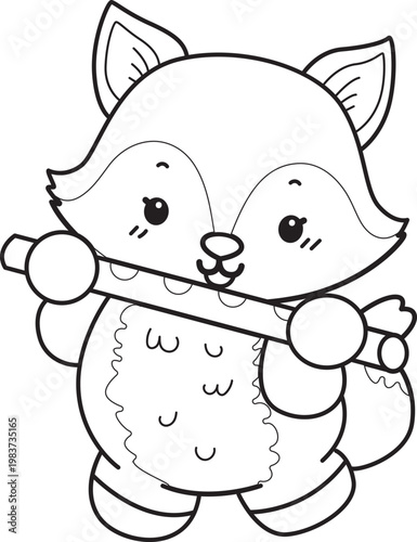 Coloring pages of Cute set of Fox sticker with activity. Outline of Fox with variation of activity