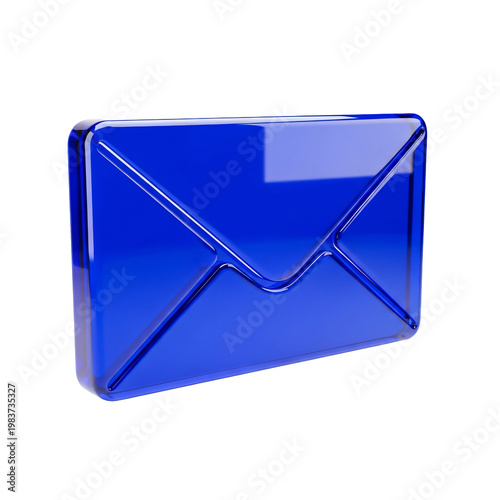 Mail Envelope Blue Glass Icon Isolated On Transparent Background