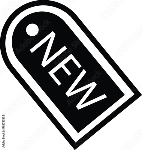 3d new tag badge icon for product launch and fresh arrivals in black and white