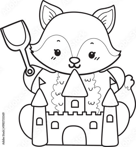 Coloring pages of Cute set of Fox sticker with activity. Outline of Fox with variation of activity