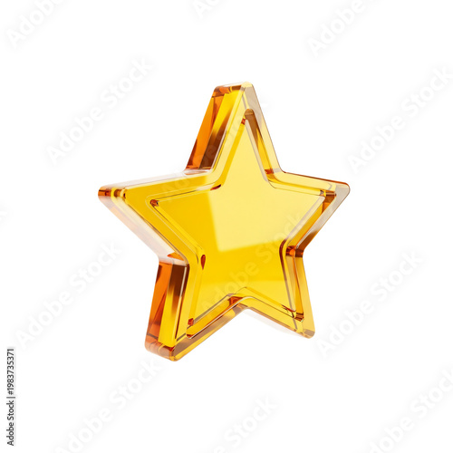 Star Award Yellow Glass Isolated On Transparent Background