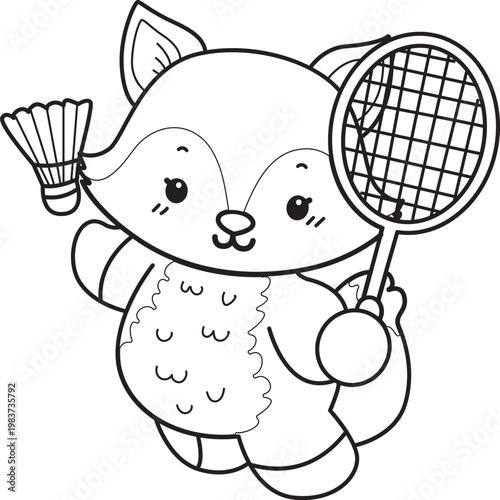 Coloring pages of Cute set of Fox sticker with activity. Outline of Fox with variation of activity