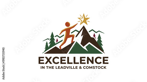 Reaching for Excellence Mountain Climber Logo Concept