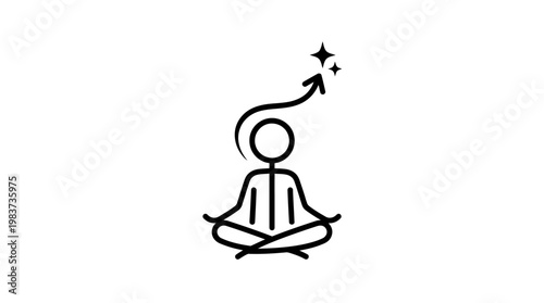 Meditating Person with Glowing Arrow Symbol of Growth