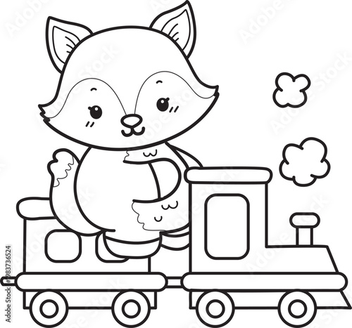 Coloring pages of Cute set of Fox sticker with activity. Outline of Fox with variation of activity