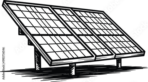 Rows of photovoltaic panels designed to generate clean renewable electricity from natural sunlight for sustainable homes
