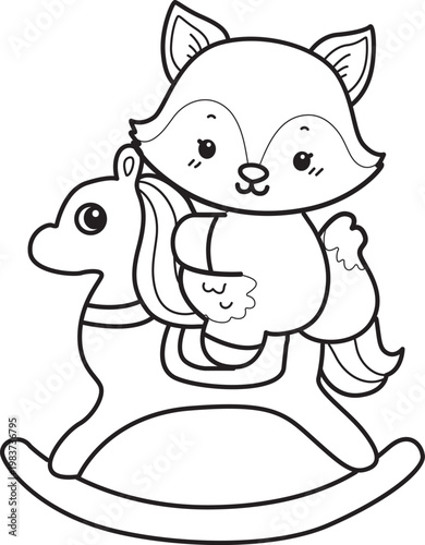 Coloring pages of Cute set of Fox sticker with activity. Outline of Fox with variation of activity