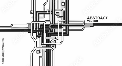 Intricate Abstract Network of Lines and Circuits.