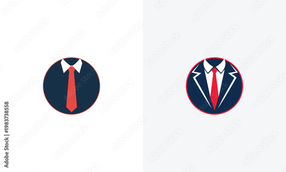 Naklejka premium Vector icons of business shirts with ties in navy blue circles for professional use vector 