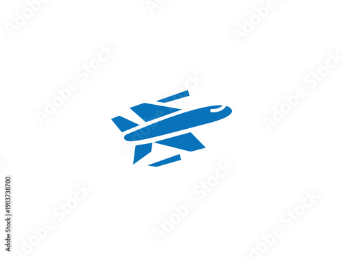 Blue airplane vector graphic in motion on white background for travel and transportation concepts vector 