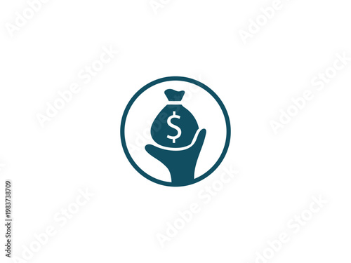 Vector illustration of a hand holding a money bag with a dollar sign within a circle, Symbolizing financial security and investment vector 