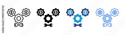 Financial System icon set multiple style collection