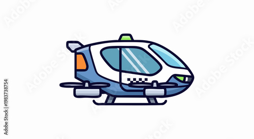 Futuristic Flying Taxi Concept with Modern Design and Propellers.