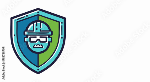 Construction worker safety shield icon representing protection and security in the workplace.