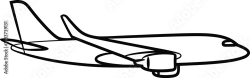 Side view silhouette of a commercial jet airliner showing the fuselage wings and powerful jet engine