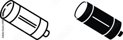 Two variations of cylindrical electric battery icons showcasing both outline and solid black silhouette style options