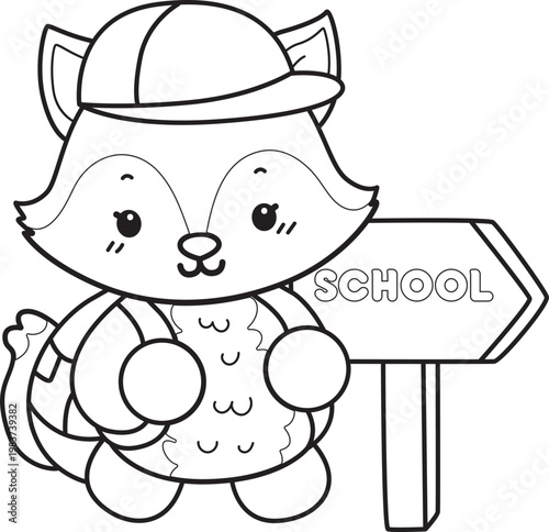 Coloring pages of Cute set of Fox sticker with activity. Outline of Fox with variation of activity