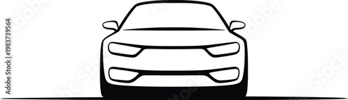 Front view of a modern sedan vehicle silhouette displaying clean lines for automotive branding and logos