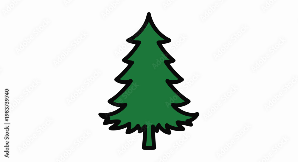 Fototapeta premium simple green christmas tree illustration.