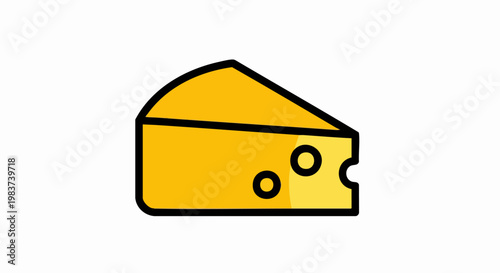 Yellow cheese wedge with holes isolated on white background.