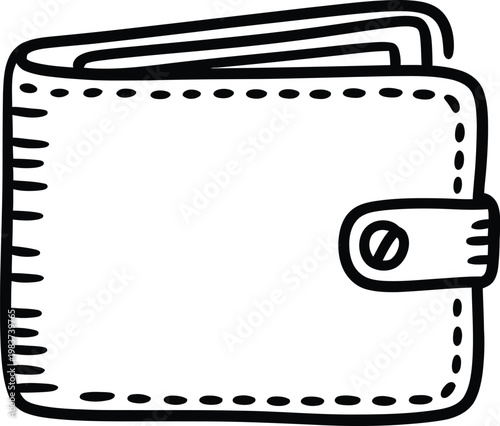 Hand drawn leather wallet icon representing personal finance and banking storage for cash and credit cards