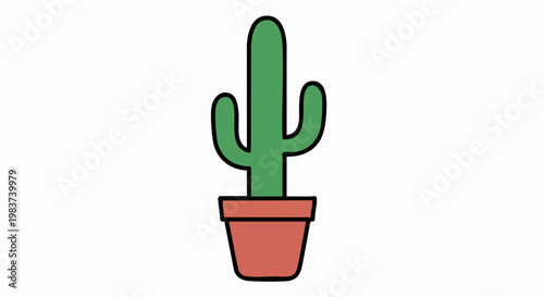 Green potted cactus plant with two arms.