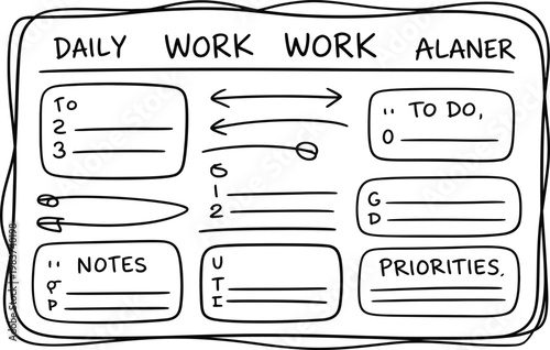 Hand drawn daily planner template with sections for tasks and notes to organize your busy schedule