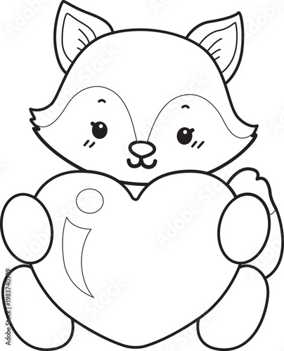 Coloring pages of Cute set of Fox sticker with activity. Outline of Fox with variation of activity