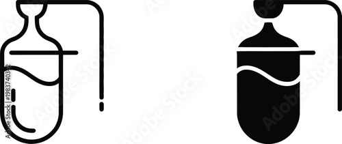 Medical intravenous fluid drip bag icons showing fluid level monitoring for patient healthcare and hospital treatment