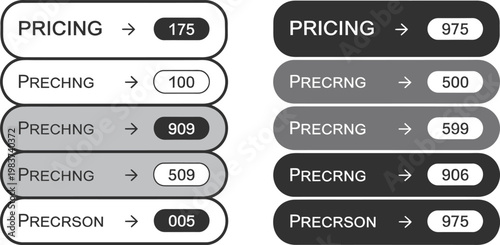 Web interface buttons showing pricing plans and numerical values for professional website navigation and user experience