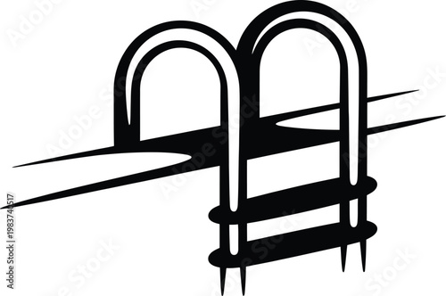 Stainless steel swimming pool ladder provides safe and easy entry for swimmers in backyard outdoor water basins