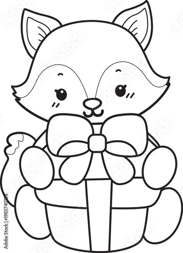 Coloring pages of Cute set of Fox sticker with activity. Outline of Fox with variation of activity