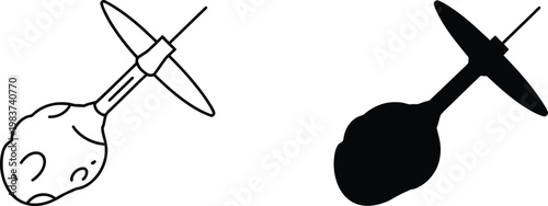 Asteroid mining tool featuring a heavy pickaxe head designed for extracting valuable minerals from space rocks