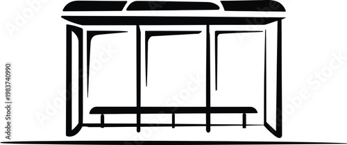 Public transportation shelter waiting area for commuters positioned on a city sidewalk for urban transit travel