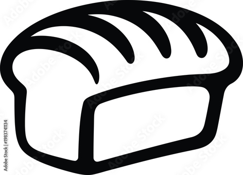 Fresh loaf of crusty wheat bread showing a simple outline style for bakery and food industry branding