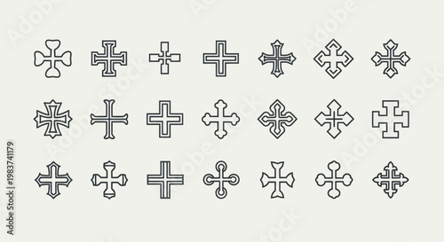Collection of various ornate cross designs in a grid pattern.