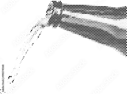 Halftone dot art of pouring beer bottle. Vector png isolated on transparent halftone