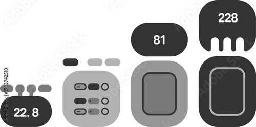 Infographic interface elements displaying numerical data points for financial growth and organizational statistical analysis reports