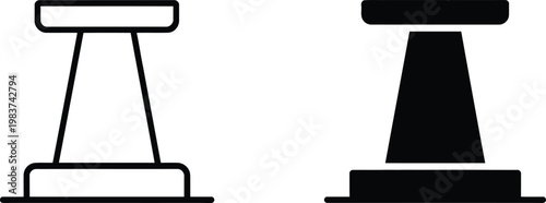 Chess rook tower icons showing solid and outlined game pieces for strategy and board game entertainment