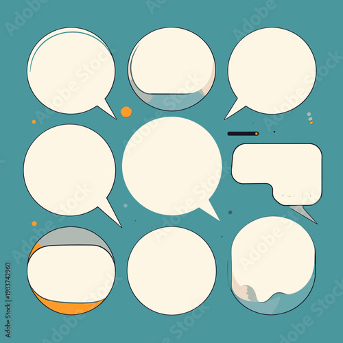 Collection d'icônes vectorielles de bulles de dialogue et de pensée, idéales pour la communication numérique, les réseaux sociaux et les interfaces utilisateur modernes.