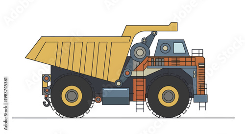 Large Yellow Mining Dump Truck Illustration.