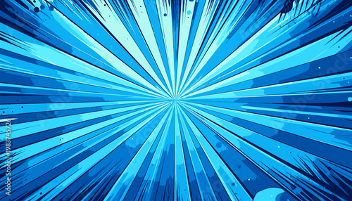Sfondo astratto blu con linee radiali che creano un effetto di velocità dinamico, ideale per fumetti o design moderno.