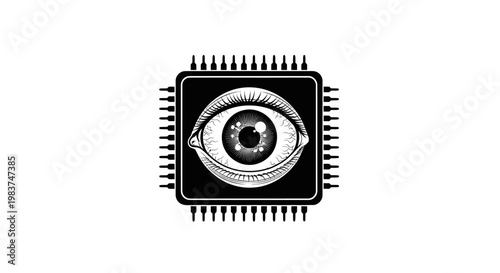 An eye on a computer chip.