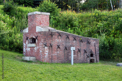 Historic Hot Shot Furnace at Fort Knox State Park, Maine. Used to heat steel cannoballs to a red hot state (1200 degrees F.) and then fired at enemy wooden ships to catch them on fire. 