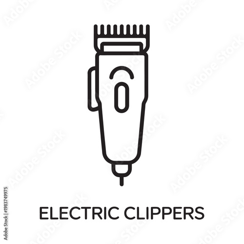 Simple line drawing of electric hair clippers for grooming and styling