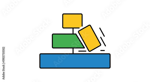 system collapse illustrating business risk and challenges with falling blocks representing instability and potential failure