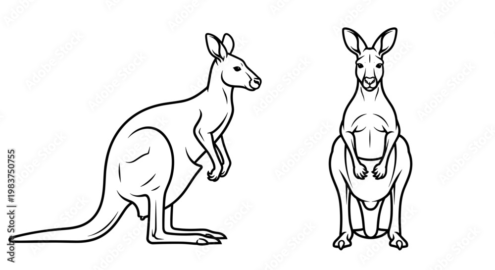 Fototapeta premium A minimalist line art illustration of two kangaroos in a simple design