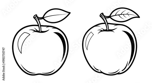 A minimalist vector illustration of two apples in a simple line art style