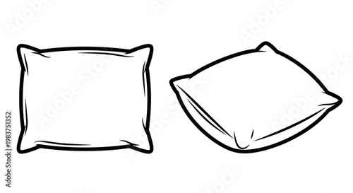 A minimalist line art illustration of two pillows in different orientations