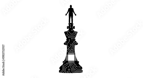 a black chess piece on a white background.